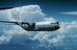 NOAA C-130 N6541C in flight. Image