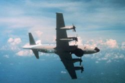 NOAA P-3 in flight showing underside Image