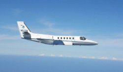 NOAA Citation jet N52RF used for photogrammetric missions starboard side view. Image