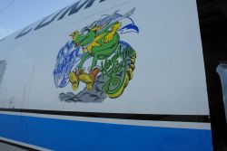 Kermit the Frog Sky Hopper art adorning NOAA P-3 hurricane hunter aircraft N42RF . Photo