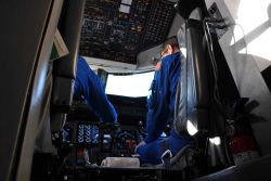 NOAA Gulfstream IV cockpit during a Winter Storms Reconnaissance mission over the North Pacific Ocean. Image