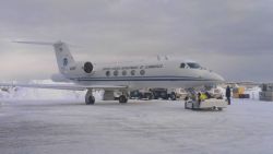 NOAA Gulfstream IV at Anchorage airport between flights of Winter Storms Reconnaissance missions over the North Pacific Ocean. Image