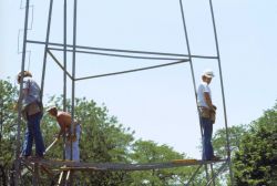 Going up - notice the ladder leg. Image