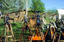Display of various signal lights and other equipment for an open house Image