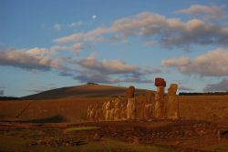 Moon over Rapa Nui, the navel of the world Image