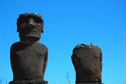 Moai without red topknot hats at Anakena Ahu Na Image