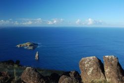 Moto Nui as seen from the crater rim at Rano Kau. Image