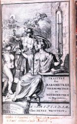 Frontispiece to: Traittez de barometres, thermometres, et notiometres, ou hygrometres, by Joachim d'Alence, d Image