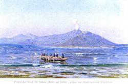 A native outrigger canoe in the Bismarck Archipelago Image