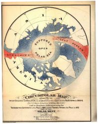 Map showing the circumpolar area and the supposed open polar sea by Silas Bent. Image
