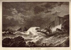 A sailing ship in distress in a tempest Image