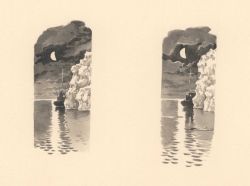 A stereo pair showing a small research vessel next to an Arctic iceberg Image