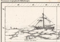 Illustrations in Petermann's Geographische Mittheilungen of German Arctic Expedition of 1868 stuck in the ice. Image