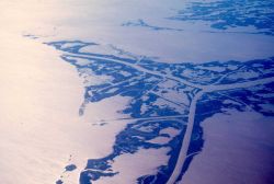 A bird's eye view of a bird's foot delta - the Passes of the Mississippi River Image