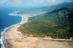 Flying into Western Samoa - prominent fringing reef Image
