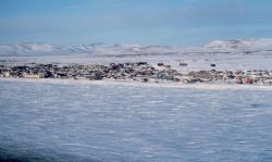 Aerial view of Nome before the ice broke up Image