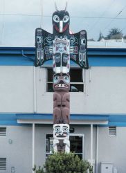 The totem pole at NOAA's Pacific Marine Center Image