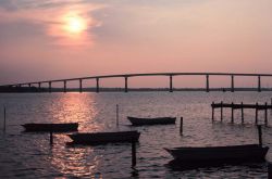 Sunset over the Thomas Johnson Bridge joining Calvert and St Image