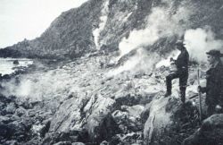 Many fumaroles on the beach at Kagamil Island Image