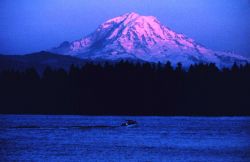 Mount Rainier at sunset. Image