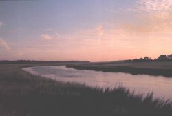 Sunrise over the salt marsh. Image