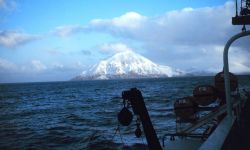 An Aleutian peak and coastline Image