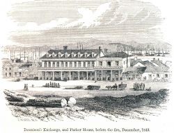 Dennison's Exchange and Parker House before the fire, December 1849 Image