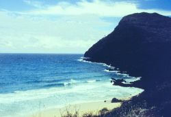 A volcanic headland jutting into the sea Image