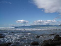 A mountainous coast along Kodiak Island. Image