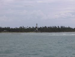 Lighthouse at Isla de Los Lobos, coast of Mexico. Photo