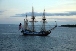 Delaware's tall ship, the KALMAR NYCKEL, sailing into the sunset Photo