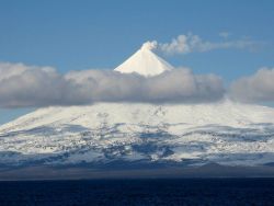 Shishaldin Volcano, one of the great navigational landmarks of Alaska. Image