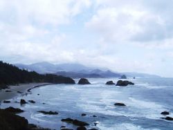 Looking south to Haystack Rock. Image