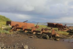 Paddlewheels and boilers of derelict Yukon River steamers Image