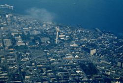 The Space Needle seen from the air. Image