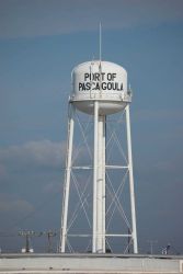 The water tower at the Port of Pascagoula. Image