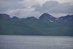 The volcanic mountains of Dutch Harbor. Image