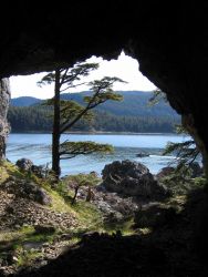 Looking out from a Sea cave in the Cape Decision area. Image