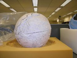 Stages in the production of the famous basketball bathymetric globe produced by Bruce Heezen and Marie Tharp in their quest to understand the physiogr Image