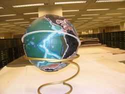 Stages in the production of the famous basketball bathymetric globe produced by Bruce Heezen and Marie Tharp in their quest to understand the physiogr Image