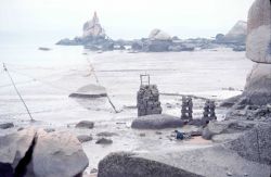 Low tide at harbor entrance. Image