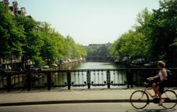 Canals wandering through Amsterdam. Image