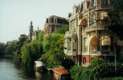 Canals wandering through Amsterdam. Image