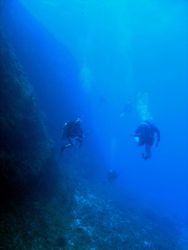 Diver ready to photograph and looking and enjoying without disturbing the reef. Image