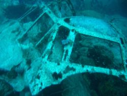 Cockpit of Betty Bomber in Chuuk Lagoon. Image