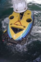 Recovering the remotely operated vehicle (ROV) Tiburon on the WESTERN FLYER. Image