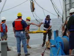 A side scan sonar is used to characterize the seafloor and locate maritime heritage resources Image