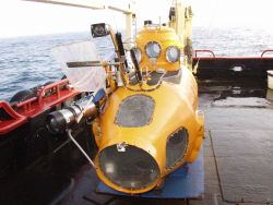 Delta Submersible preparing for an 85-meter depth dive at Latitude 37 59 N., Longitude 123 26 W. Image