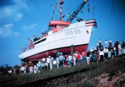 Launching ceremony for the NOAA Ship PIERCE. Image