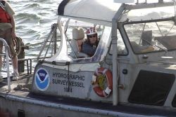 Launch approaching NOAA Ship THOMAS JEFFERSON for pickup. Image